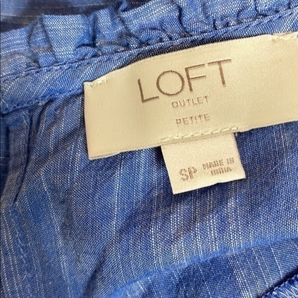 Loft Outlet Babydoll Blue Top with Lace - Picture 4 of 9